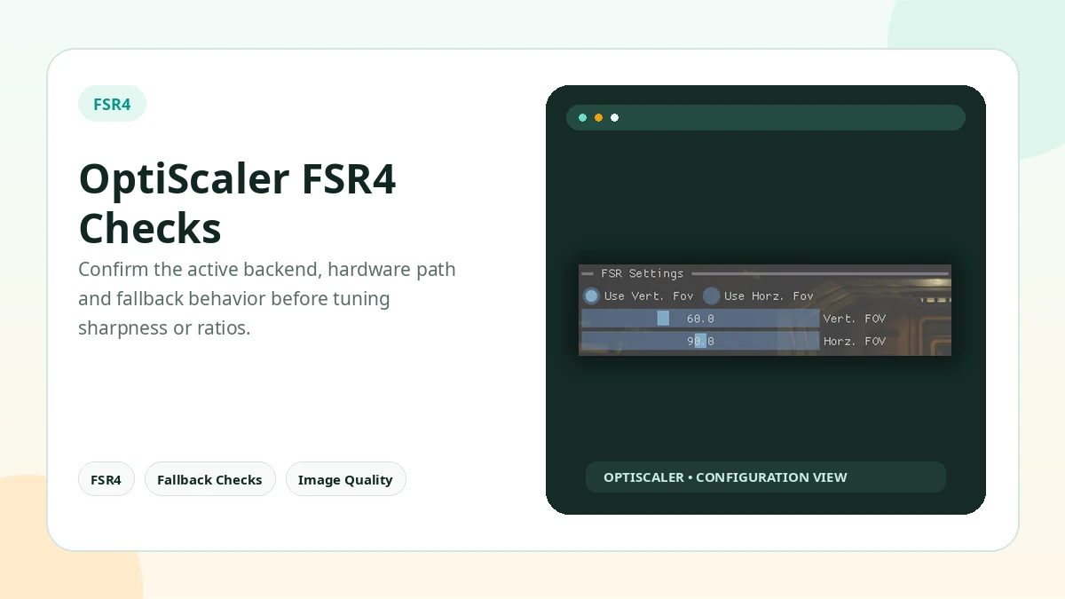 OptiScaler documentation: install, outputs, FSR4 and Linux feature illustration